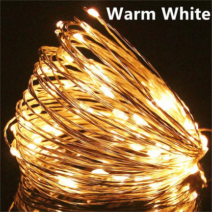 20M USB LED String Lights Copper Silver Wire Garland Light 5V Waterproof Fairy Lights Party Decoration For Christmas Wedding