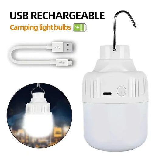 USB Rechargeable LED Camping Light with Hanging Hook Portable Emergency Light for Tents Outdoor Adventures Camping Accessories