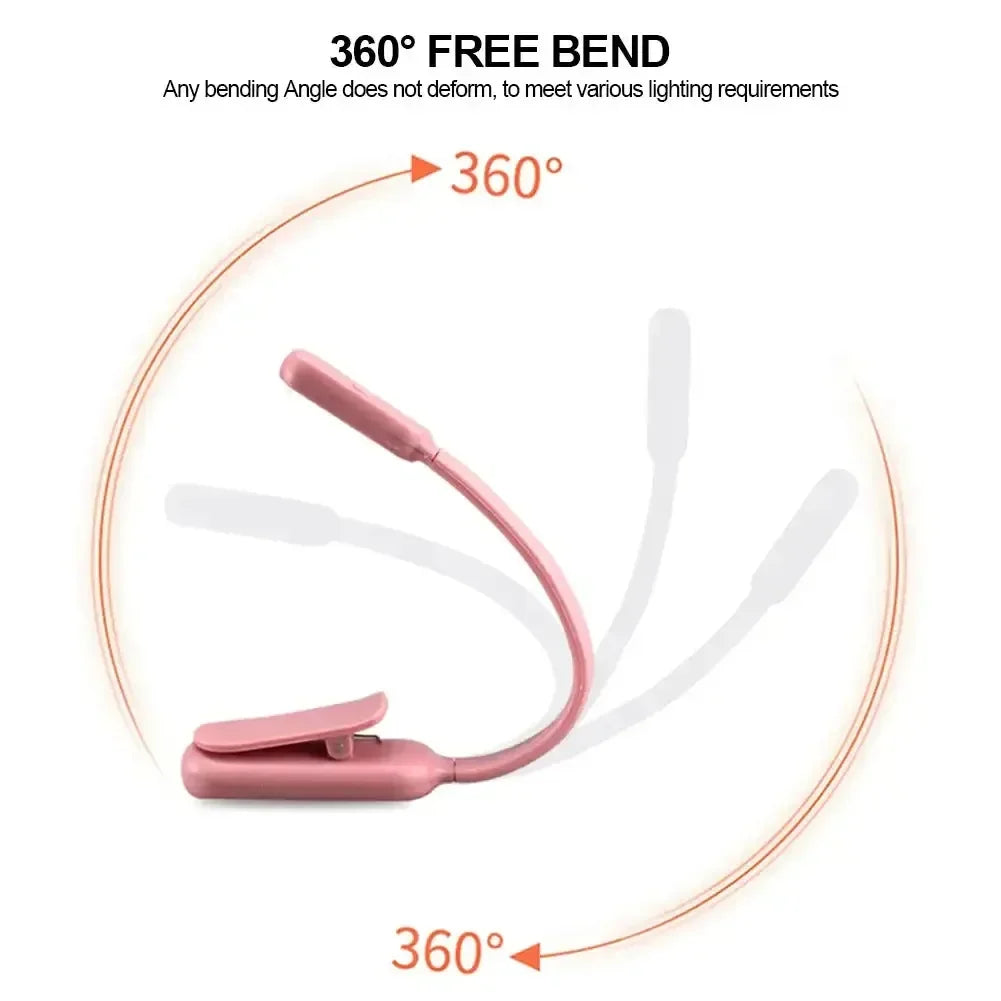 Reading Lamp Rechargeable Led Flashlight for Reading Portable Mini Book Light Flexible Clip Night Light for Bedside Books