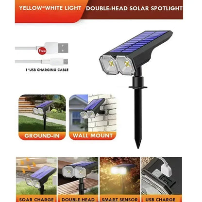 RGB Solar Spot Light 18 LED Outdoor Waterproof Color Changing Multicolor Pathway Patio Gate Fence USB/Solar Landscape Spotlight