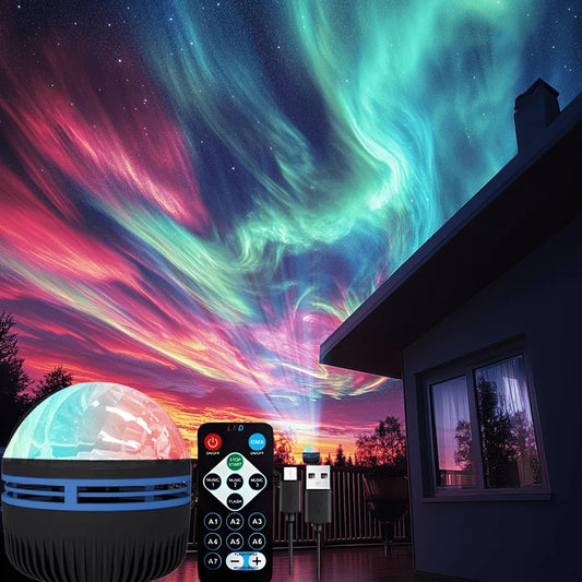 LED Night Light 7 Colors Starry Sky Projector Light Northern Aurora Ambient Light with Remote USB Auto Rotate for Bedroom Decor