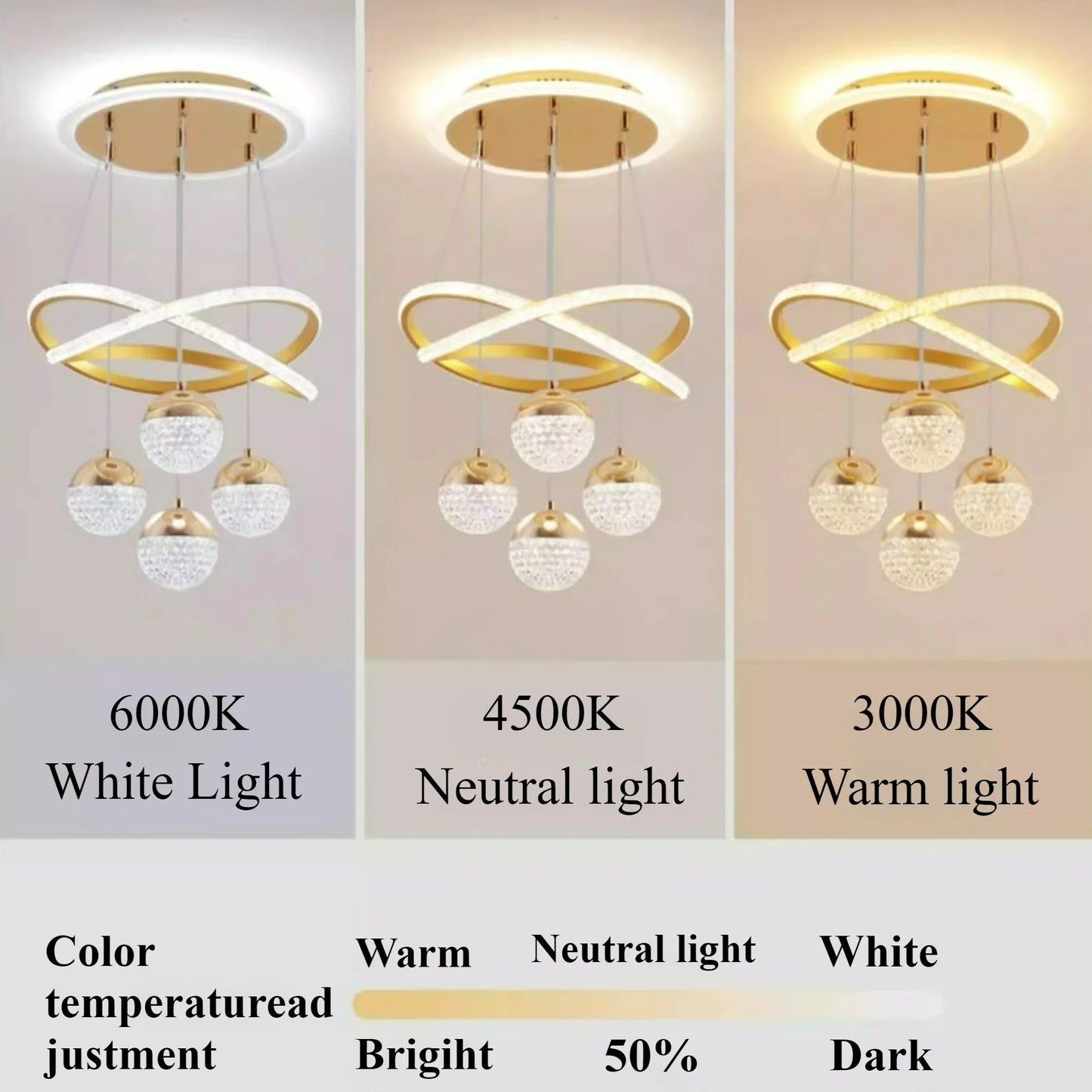 LED Pendant Light with Remote Control Three Color Dimming Simple Living Room Dining Room Bar Counter Staircase Pendant Light