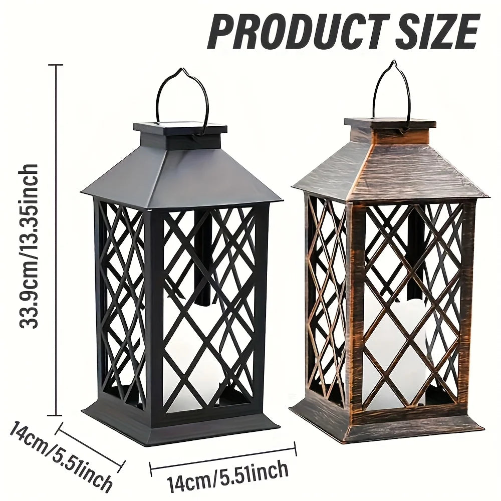 1/2PCS Solar Lantern, Flickering Flame-less Candle LED Light, Garden Hanging Decoration, for Courtyard and Party Decoration