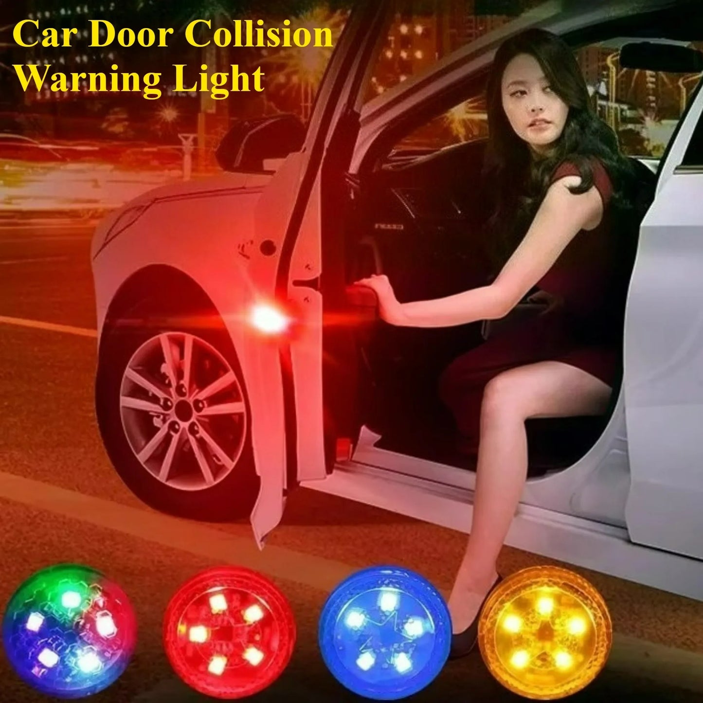 LED Car Opening Door Safety Warning Anti Collision Lights Magnetic Sensor Strobe Flashing Alarm Parking Lights Prevent Accidents