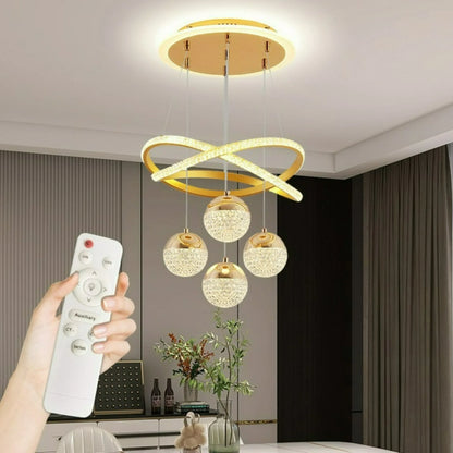 LED Pendant Light with Remote Control Three Color Dimming Simple Living Room Dining Room Bar Counter Staircase Pendant Light