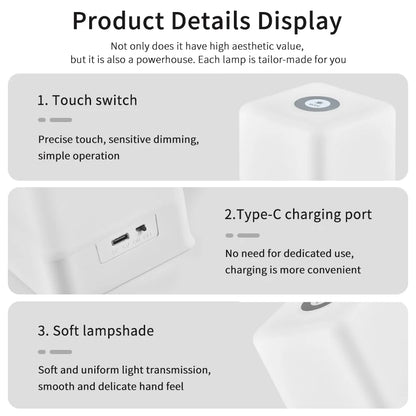 RGB White Led Table Lamp Rechargeable Bedroom Bedside Night Light Desk Bar Room Decor Ambient Lighting Mood Light Book Reading