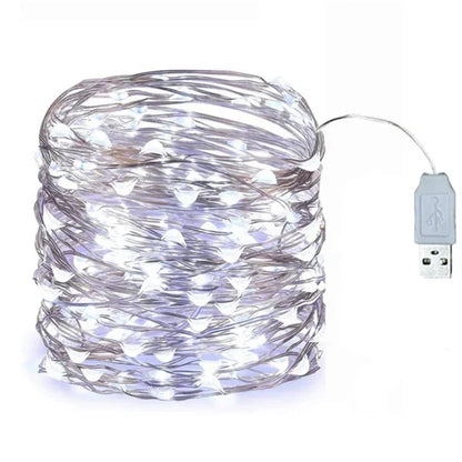 USB LED String Lights Copper Silver Wire Garland Light Waterproof LED Fairy Lights For Christmas Wedding Outdoor Decoration