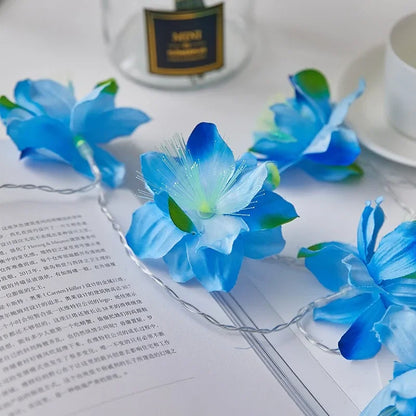 Battery Powered Optical Fiber Flower String Lights LED Flower Party Garland Fairy Lights Wedding Valentine's Day Home Decor
