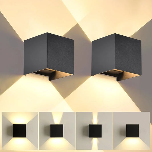 Modern LED Sconce, 3000K DC110-220V Up & Down Light Bedroom, Wall Lamp Adjustable Angle, Black Minimalist Design Indoor Outdoor