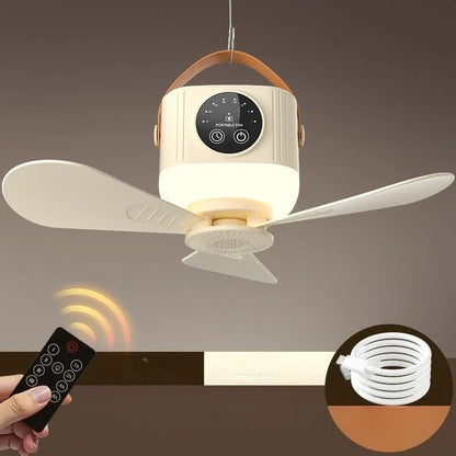 7200mAh Wireless Portable Ceiling Fan with Remote USB Rechargeable Bedroom Hanging Fan with Hook Tent Camping Outdoor