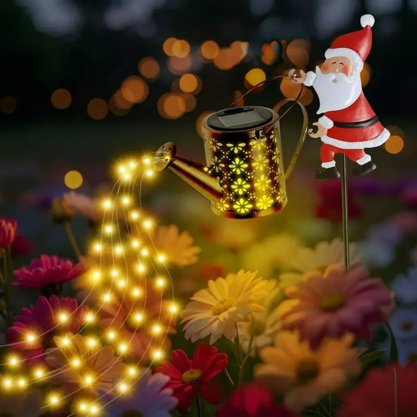 Christmas Solar Kettle Lights Garden Lawn Decorative Santa Claus Kettle Ground Lamp Solar LED Night Lights Outdoor Decor