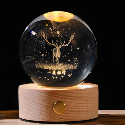 LED Crystal Ball Decoration Astronomy Solar System Planets Moon Astronaut Glass Globe Home Decorations Christmas Birthday Gifts