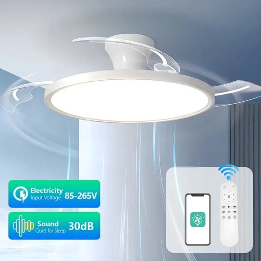 LED Fan Light with Remote Control 3 Color Dimming Living Room Dining Room Bedroom Lighting Silent Home Ceiling Fan Light