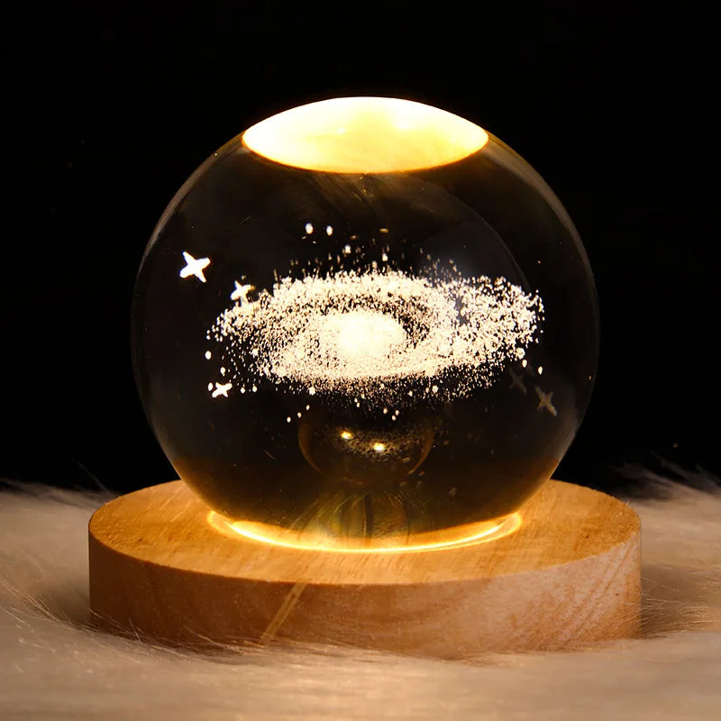 3D Crystal Ball Table Lamp USB Powered Galaxy LED Christmas Atmosphere Night Lights For Bedroom Desktop Decor Children's Gift
