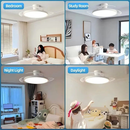 LED Fan Light with Remote Control 3 Color Dimming Living Room Dining Room Bedroom Lighting Silent Home Ceiling Fan Light