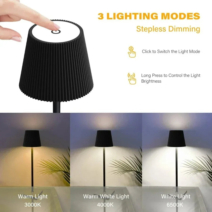LED Table Lamps 3 Levels Dimmable Wireless Led Desk Lamp Touch Bedside Creative Ambient Light USB Rechargeable Bar Outdoor Decor