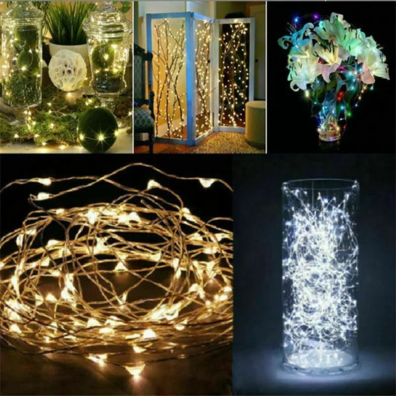 LED Fairy Lights String Button Battery Light Home Decoration Living Bedroom Garden Christmas Wedding New Year Ornament Garland