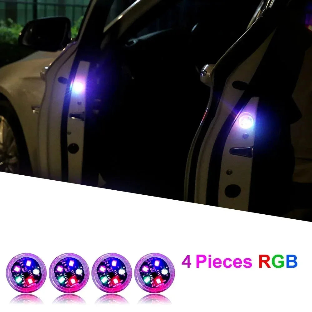 LED Car Opening Door Safety Warning Anti Collision Lights Magnetic Sensor Strobe Flashing Alarm Parking Lights Prevent Accidents