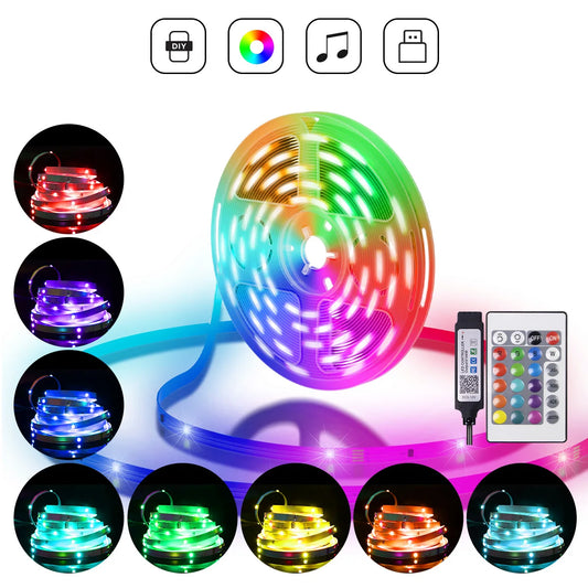 1M-30M LED Strip Light Music Sync 100ft, 5V USB Powered LED Light Strip with Remote RGB 3535 Color Changing LED Strip for Decro