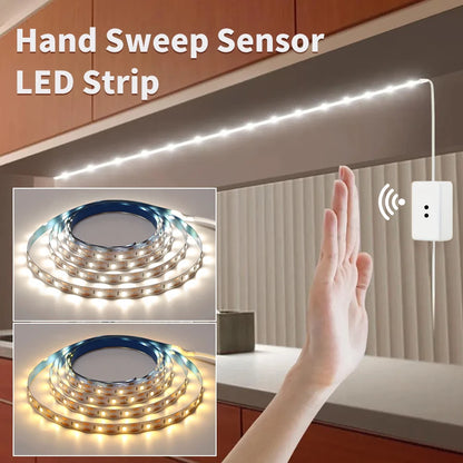 USB Led Strip Night Light Kitchen Closet Cabinet Bedroom TV Backlight DC 5V Hand Sweep Switch 1-10M 2835 Led Tape Room Decor