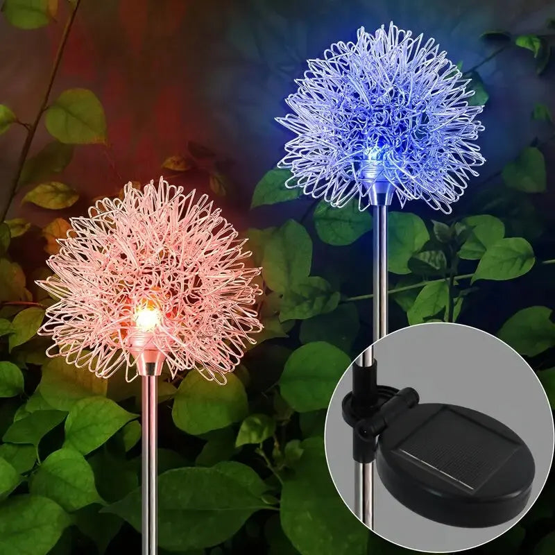 1PC Solar Dandelion LED Garden Lights,Stainless Steel Outdoor Lawn Lamp,Landscape Decoration for Villa,Balcony,Courtyard,Garden