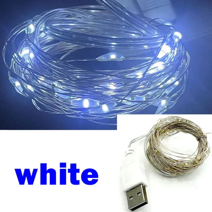 USB Copper Wire Lights Fairy Garland Lights LED String Lights Outdoor Waterproof String For Christmas Wedding Party Decorations