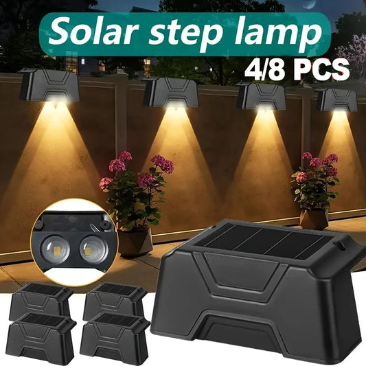 4/8Pcs LED Solar Lights Outdoor IP65 Waterproof Wall Lamps Stairs Atmosphere Light for Fence Garden Hallway Balcony Deck Decor
