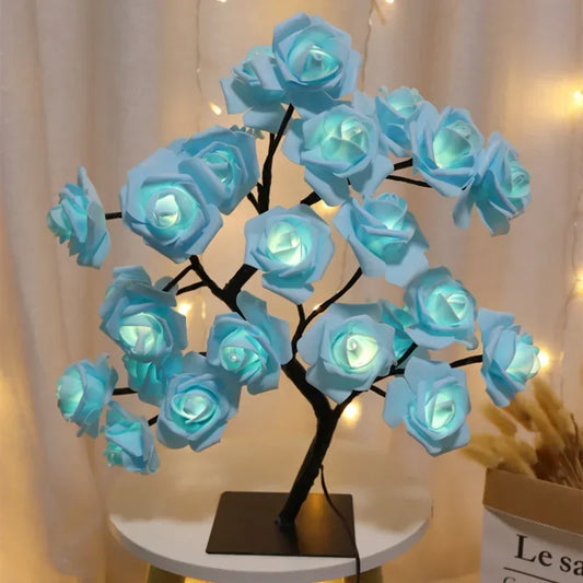 LED Table Lamp Rose Flower Tree USB Night Lights Home Decoration LED Table Lights Parties Xmas Wedding Bedroom Decor