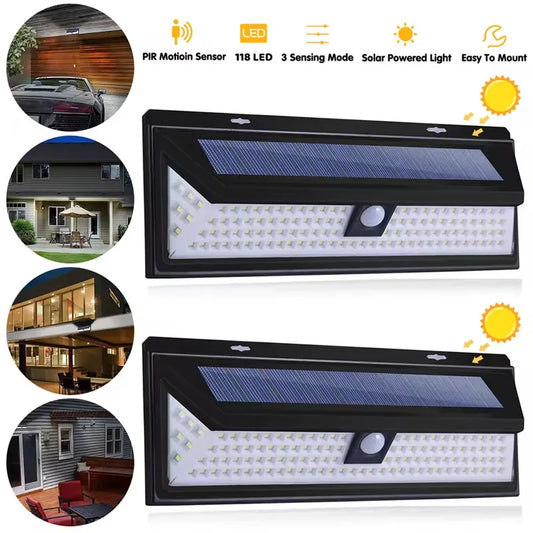 118 LED Solar Light with Motion Sensor Easy Install with 3Modes Waterproof Camper & Truck Outdoor Porch Lighting Floodlight