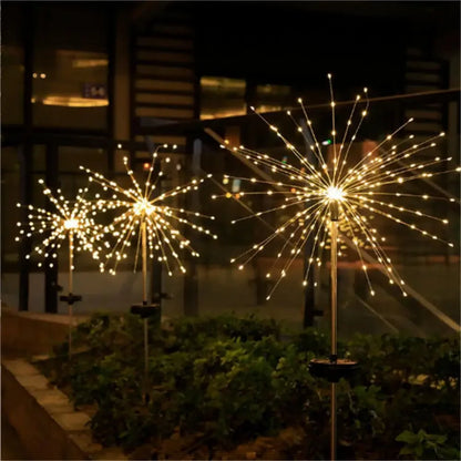 60 LED Solar Power Firework Lights Garden Decoration Fairy Lights Waterproof Outdoor Dandelion Lawn Lamp for Patio Garden Decor