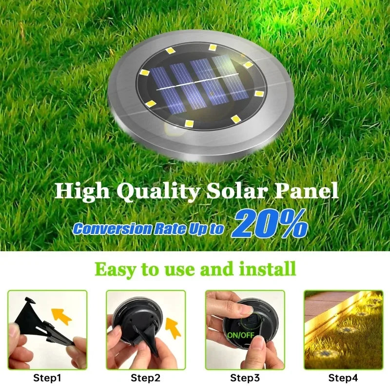Garden Lights Outdoor Bright in-Ground Lights Landscape Lighting for Patio Pathway Lawn Solar Ground Lights LED Waterproof Solar