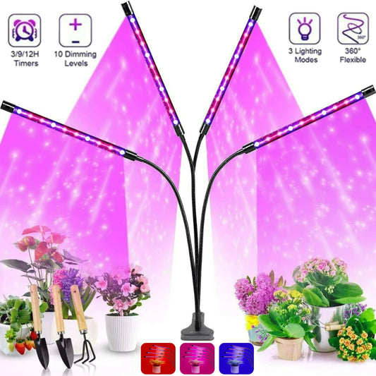 LED Plant Growth Light with 10 Levels Adjustable Brightness Full Spectrum 3H/9H/12H Timed Indoor Garden Vegetable Growth Light