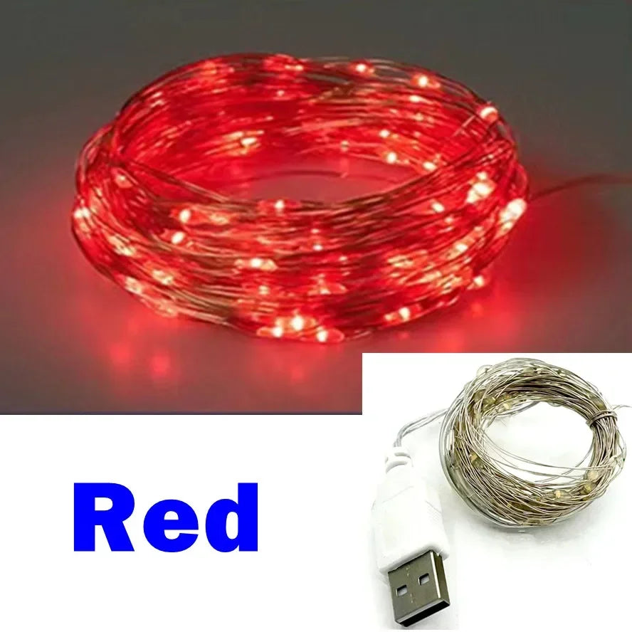 USB Copper Wire Lights Fairy Garland Lights LED String Lights Outdoor Waterproof String For Christmas Wedding Party Decorations