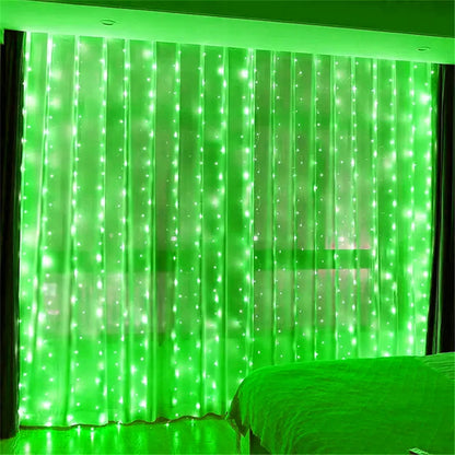 1pc 6x3/3x3/3x2/3x1m USB LED Curtain String Lights Bedroom Christmas Garland Fairy Lamp Wedding Party Home Decoration Lighting