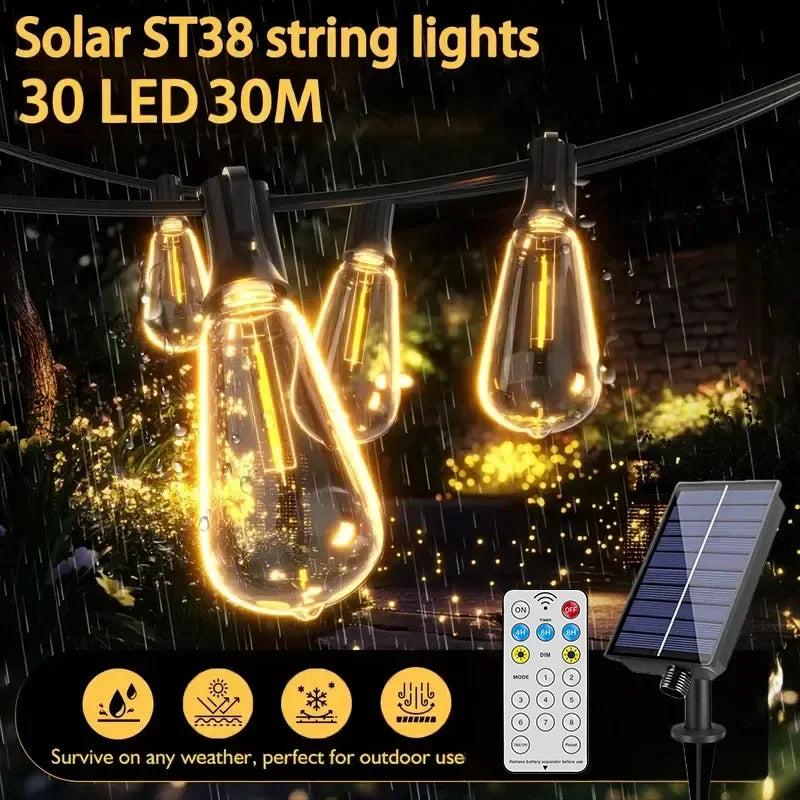 Solar String Lights 30 LED Fairy Lights Auto Dusk to Dawn Operation Shatterproof Waterproof Outdoor for Garden Wedding Christmas