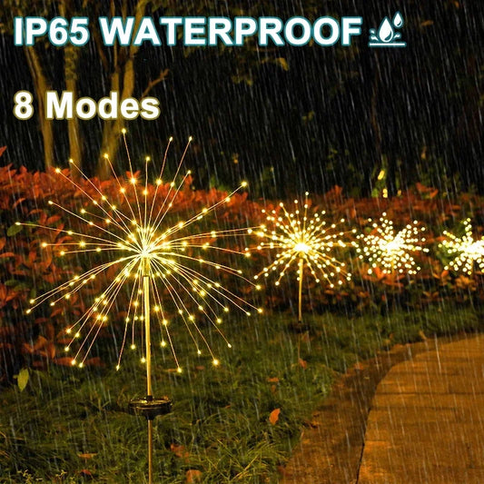 60 LED Solar Power Firework Lights Garden Decoration Fairy Lights Waterproof Outdoor Dandelion Lawn Lamp for Patio Garden Decor