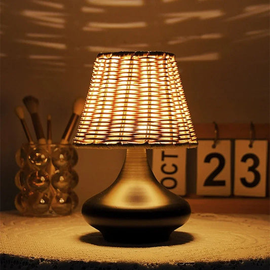 LED Table Lamps Simple USB Plug Night Light Dimmable Fabric Lampshade Bedroom Living Room Decorate Bedside Table Lights