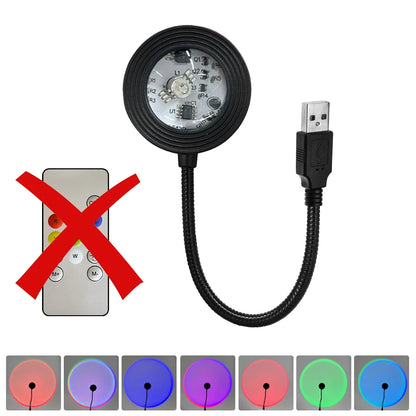 Sunset RGB Led Spotlight USB 5V Projection Lamp for Bedroom Ceiling Wall Party Lighting Holiday Selfie Ambient Light with Remote