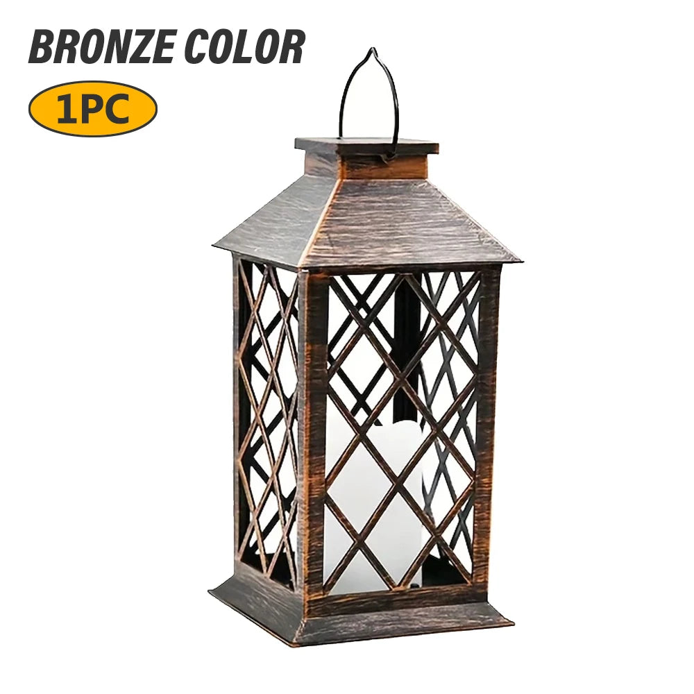 1/2PCS Solar Lantern, Flickering Flame-less Candle LED Light, Garden Hanging Decoration, for Courtyard and Party Decoration