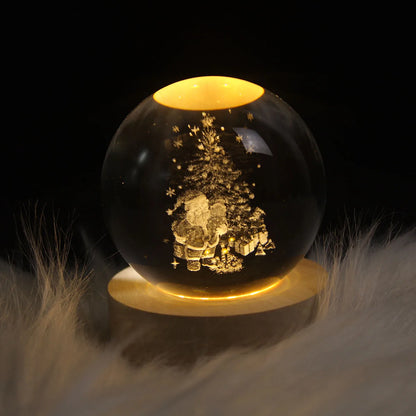 USB Powered 3D Crystal Ball Night Light LED 3D Planet Christmas Pattern Atmosphere Fairy Lamp Ideal Gift for Bedroom Decoration