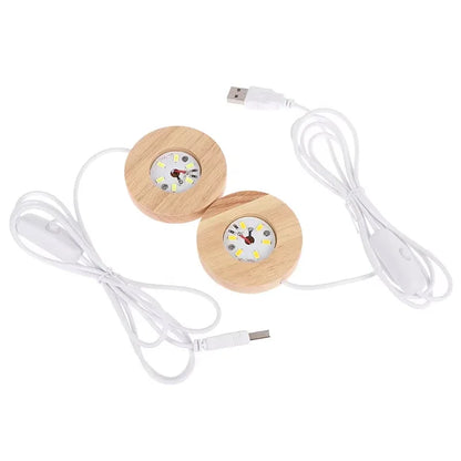 Led Usb Display Light Display Stand Lamp Holder Lamp Art Ornament Wood Desktop Decorative Lights Light Base Night Light Wooden