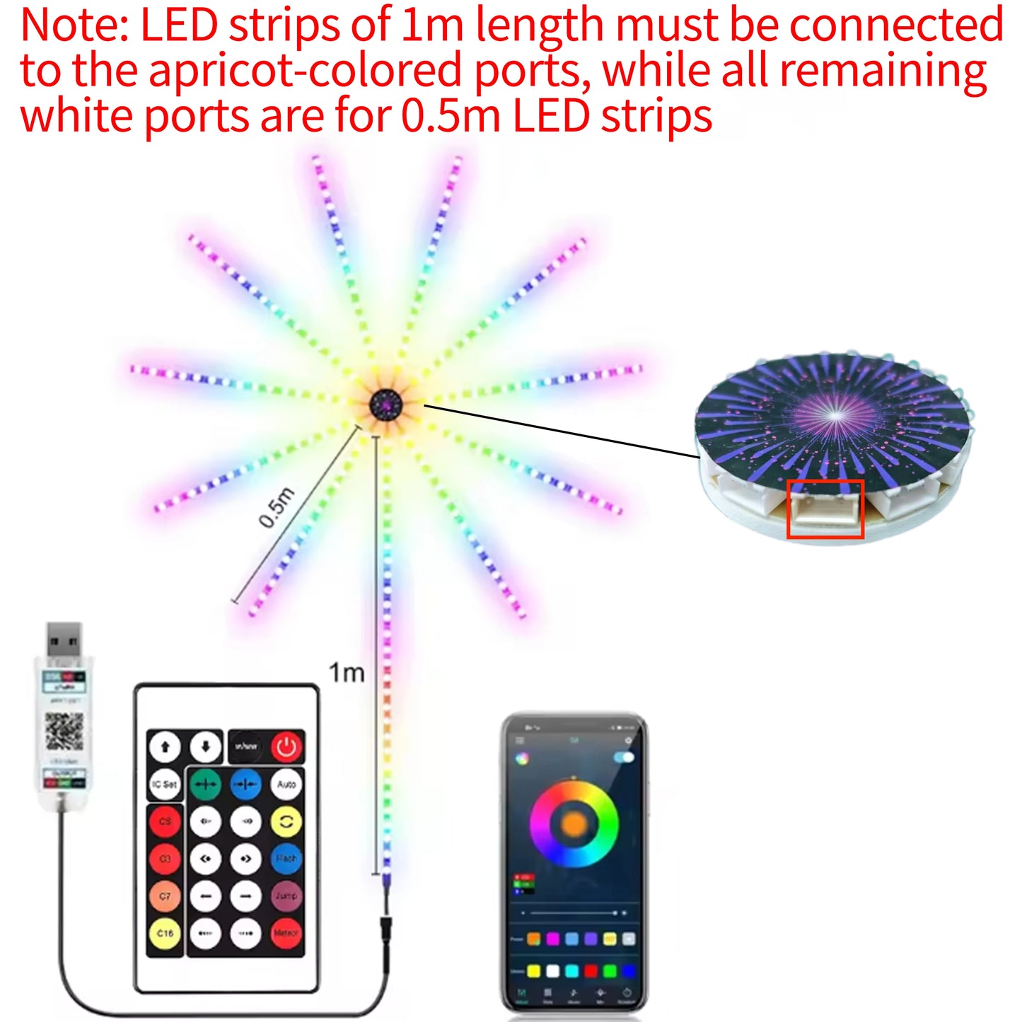5V USB RGBlC Firework Strip Lights LED Bluetooth APP Control Smart Lamp Sync Music Bedroom Decor Dream Light LED Strip Light