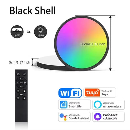 Tuya Wifi Led Ceiling Light 85-265V with RF Remote Group Control Alexa Google Smart Life RGB Lamp Flush Mount Light Fixture 24W