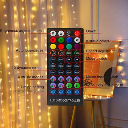 LED Curtain Lights Fairy String Lights Festival Lighting Rainbow Window Lamp Home Bedroom Christmas Decoration App Control DIY