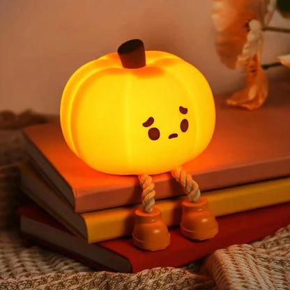 Pumpkin Led Table Lamp Jack O Lantern Silicone Rechargeable Portable Night Light for Bedroom Halloween Decor Kids Toy Gifts