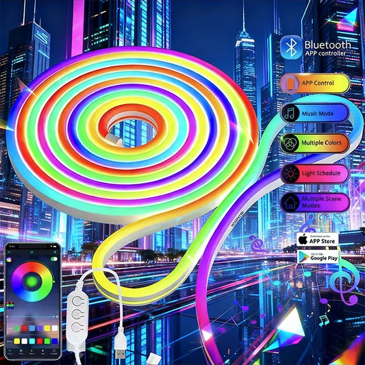 LED Neon Light With APP Control IP65 Waterproof Flexible Strip Lights RGB Rope Lamp For Bedroom Room Outdoors Decor