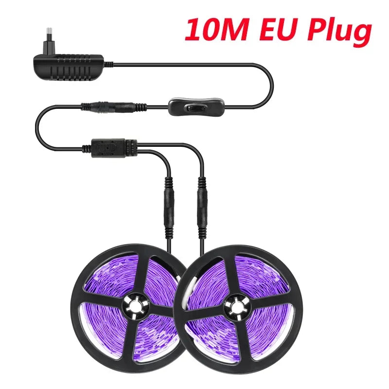 UV Led Strip Black Light DC 12V 385-400nm Flexible Ribbon for Glow Party Fluorescent Dance Birthday Halloween Posters Room Decor