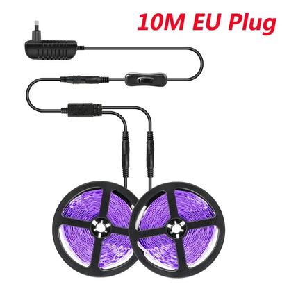 UV Led Strip Black Light DC 12V 385-400nm Flexible Ribbon for Glow Party Fluorescent Dance Birthday Halloween Posters Room Decor