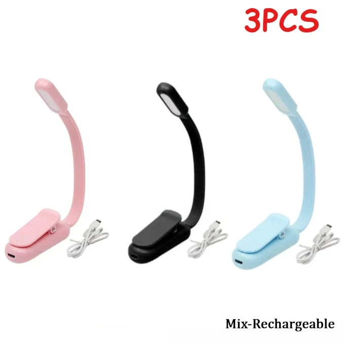 Reading Lamp Rechargeable Led Flashlight for Reading Portable Mini Book Light Flexible Clip Night Light for Bedside Books