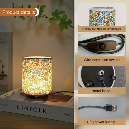 Minimalist fabric desk lamp, USB switch button soft warm lighting desk reading light bedroom living room office light